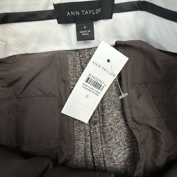 NEW Ann Taylor Ankle Button Detail Straight Leg Pant Size 6 Brown Dress Work - Picture 8 of 13